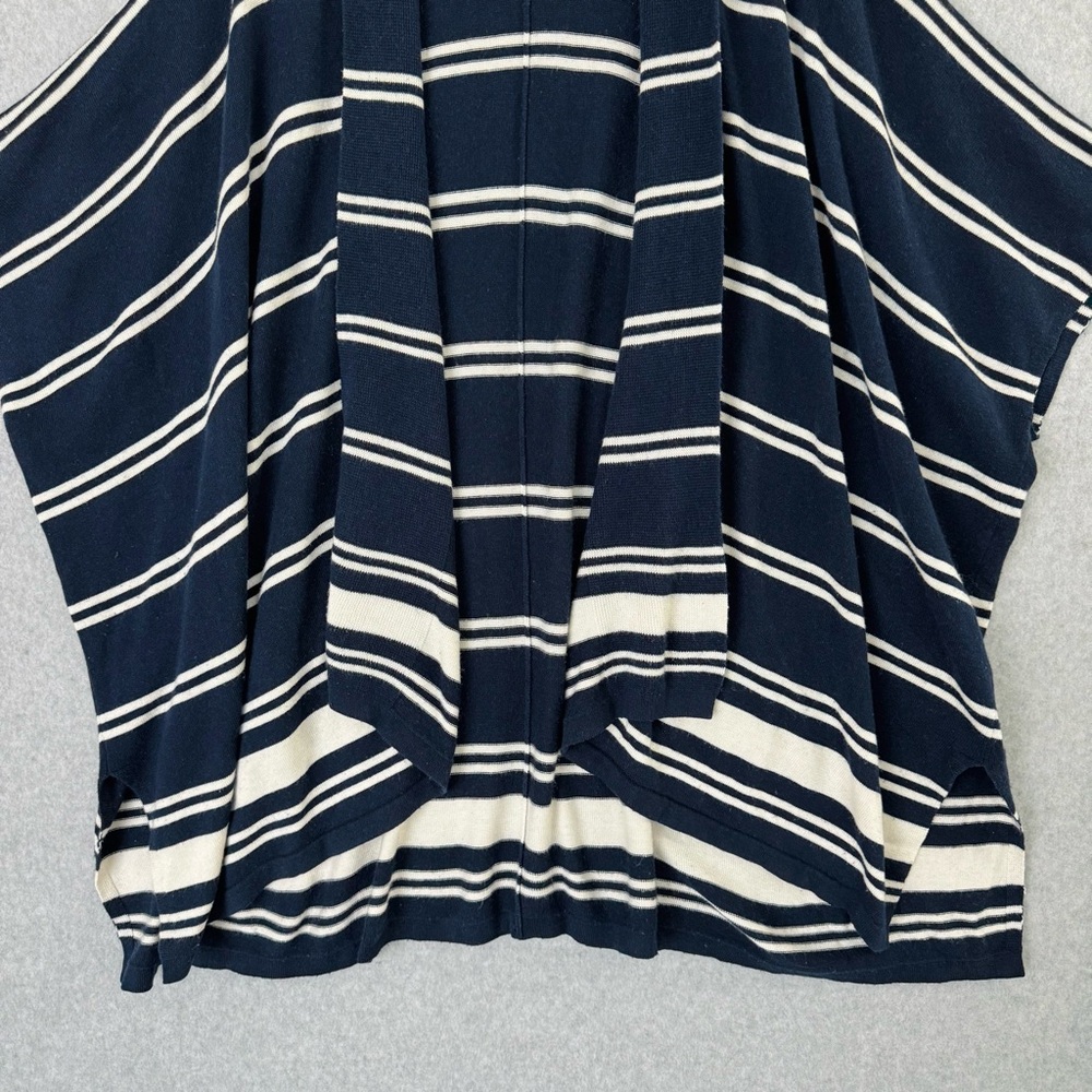 Lauren Ralph Lauren Silk Cashmere Poncho Sweater Blue White Striped Small Petite - Picture 6 of 16